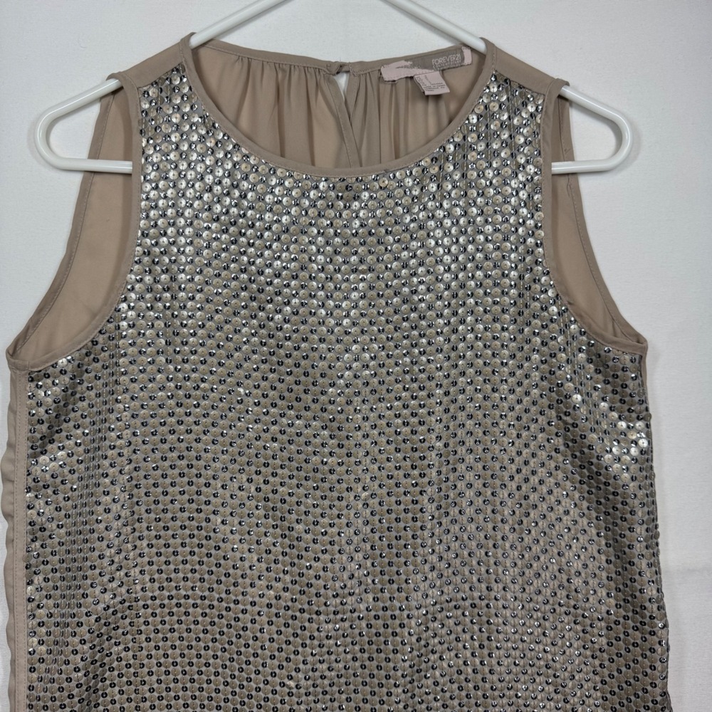 Forever 21 Silver Sequin Sleeveless Top Ladies' Tank Party Blouse Sz‎ Small